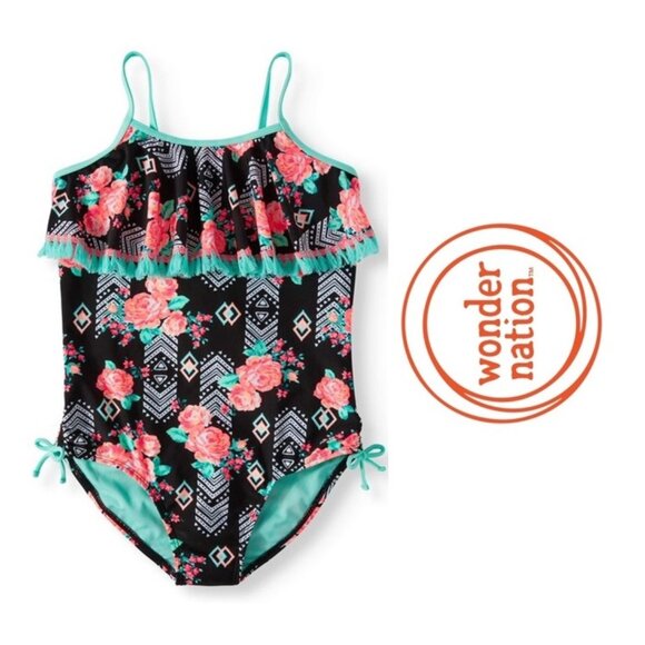 Wonder Nation | Aztec Arizona Gardan Tassel One-Piece Swimsuit | Size Medium 7-8 - Picture 1 of 5